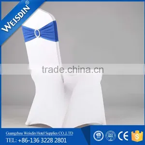 Top Quality Shirred Lycra Spandex Chair Cover With Diamond Buckle Wholesale Wedding Chair Cover With Plume Sash thumbnail-4