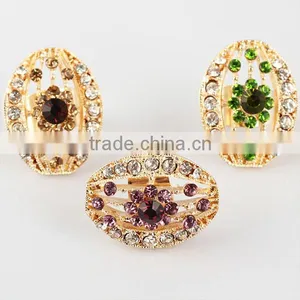 New Custom Cheap Hot Sale Gold Rhinestone Oval Ring thumbnail-1