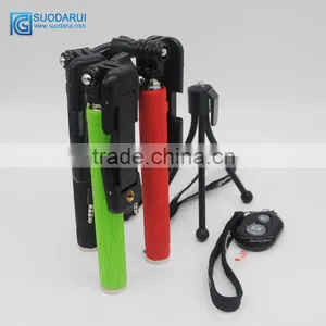 OEM 3in1 Wired Selfie Stick + Tripods+ Bluetooth Remote Shutter Wireless Monopod Selfie Stick for Apple Iphone & for Android thumbnail-3