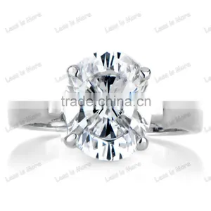 Fashion Pure Silver Oval Cut Diamond Engagement Ring thumbnail-1
