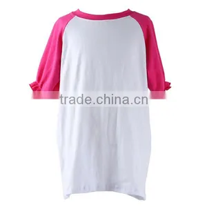2016 Fashion Infant, Toddler, Children Clothing Cotton Ruffle Raglan Shirt 3/4 Sleeve Casual Shirt thumbnail-1