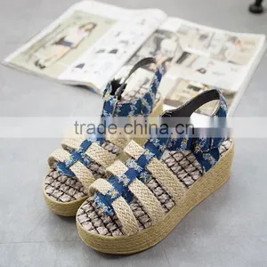 2015 New Summer Denim Middle-heel Sandals Wholesale thumbnail-3