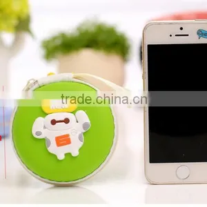 Wholesale Zipper 3D Custom Cartoon Big Hero Animal Printing Wallet Pouch Cute Rubber Silicone Emoji Round Shape Euro Coin Purse thumbnail-3
