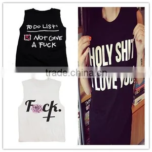 China Wholesale Printed Design Sleeveless Tank Top/ladies Top Chest Printing thumbnail-4