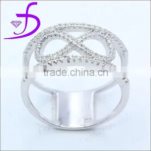 925 Sterling Silver Cubic Zirconia Rings Pave Setting Ring "8" Design thumbnail-1