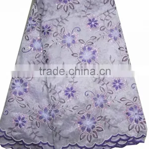 African Organza Lace With Sequins Embroidery CL8197-5blue+brown thumbnail-1