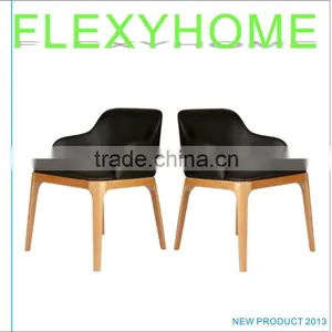 Timeless Classic Armchair in Black PU Leather and Sold Wood Armchair thumbnail-1