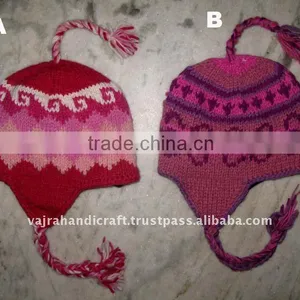 Nepal Woolen Inner Fleece Pink Winter Christmas Child Hat thumbnail-1