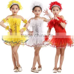 New Children Sequins Modern Dance Dress Latin Jazz Dance Dress Girl Stage Shows Clothes thumbnail-1