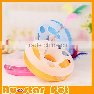 3 Colors Round Cat Toys Scratching Posts With Mouse or Leather on Top thumbnail-4