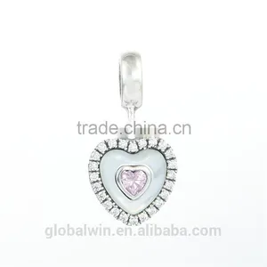Heart Bead Landing Charms Wholesale European Charm Bracelet Necklace 100% Real 925 Sterling Silver S186 Aaa Cubic Zirconia thumbnail-1