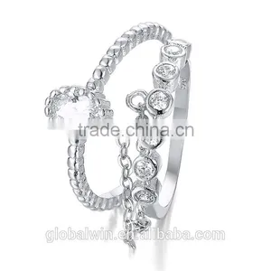 Wholesale Jewellery Engagement And Wedding 925 Set Silver Women Ring Jewelry thumbnail-1