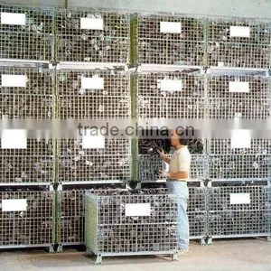 Wire Mesh Cage With Foot Brakes Warehouse Storage Container With Wheels thumbnail-6