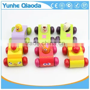 Baby Wooden Sounding Car Toys/ Pull Back Cartoon Mini Wood Car Toys for Kids and Child Gifts thumbnail-1