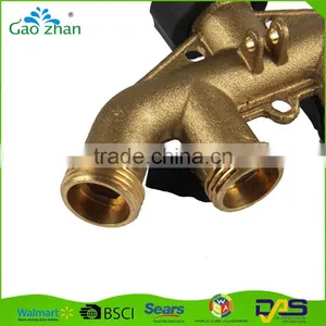 High Quality Brass Water Hose Pipe 4 Way Splitter Connector With Shut off Valve thumbnail-4
