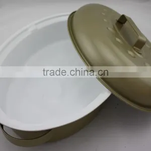 Cookware Chicken White and Black Ceramic Roaster Pan thumbnail-6
