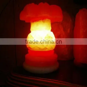 Mushroom Shaped Rock Salt Lamp With Onyx Base thumbnail-1