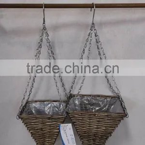 Factory Supplier Antique Wicker Hanging Plant Basket Hanging Flower Plant Pots thumbnail-4