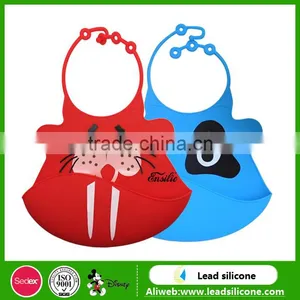 Wholesale Newest Design FDA/LFGB Food Grade Silicone Baby Bibs thumbnail-1