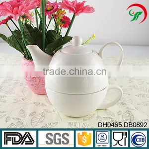 Custom Design Ceramic Tea Set White Porcelain Tea For One Teapot and Cup thumbnail-1