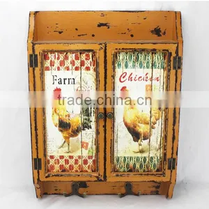 Antique Yellow Wooden Wall Cabinet thumbnail-1