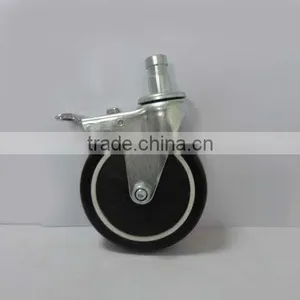5" Grip Ring Stem Caster With Side Brake thumbnail-1