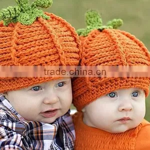 Infant Toddler Pumkin Hat Crochet Baby Pumpkin Hat Halloween Hat Baby Girls Boys Beanie Photo Props thumbnail-1