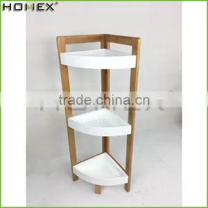 Bamboo & Mdf Triple Tier Bathroom Shelf Corner Rack Homex BSCI/Factory thumbnail-1