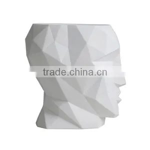 White Man Face Geometry Concrete Planter Pot thumbnail-4