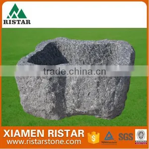 Natural Dark Gray Garden Granite Stone Flower Pot thumbnail-1