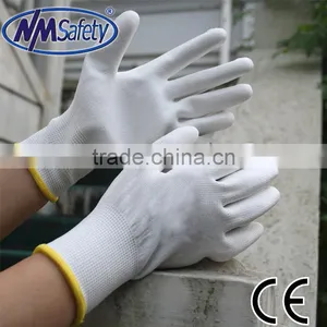 NMSAFETY 13G White PU Garden Gloves Cheap Working Gloves Bulk thumbnail-1