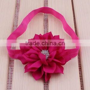 Fabric Flower Headband With Rhinestone in Center for Kids Hair Accessories thumbnail-6