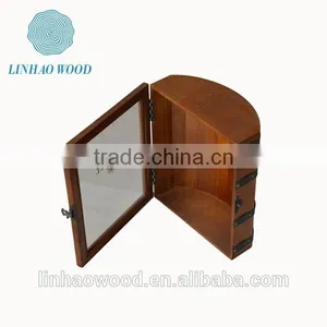 Wood Wine Glass Display Box With Glass Lids thumbnail-3