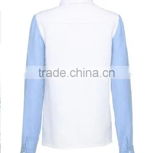 New Design Ladies Fashion Long Sleeves Allover Print Fabric Combination High Quality Direct Manufacture Flower Print Blouses thumbnail-3