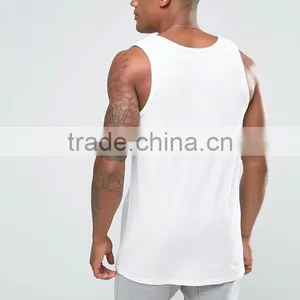 Cheapest New Design Custom Manufacture White Color Sleeveless Gym Wear Comfortable Spandex Cotton Fashion Men's Tank Tops thumbnail-2