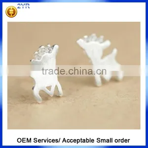 925 Sterling Silver Christmas Santa Elk Shaped Earrings thumbnail-1
