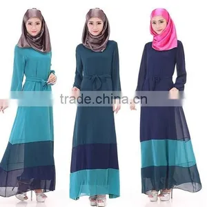 New Fashion Long Sleeve Hijab Muslim Long Dress Chiffon thumbnail-1