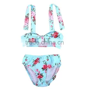 Little Girls Bikini Print Fabric Swimwear 2 Piece Suit Floral Bathing Suits thumbnail-5