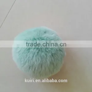 KR 100% Real Rex Rabbit Fur Pom Pom/Colorful Rabbit Fur Ball Keychain 6-10cm Bag Pendant thumbnail-2