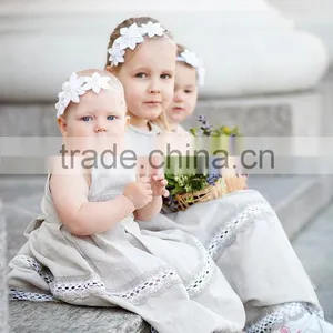 2017 New Style Wholesale Kids Clothing.Linen Flower Girl Dress Lace Children Long Frocks Designs thumbnail-5