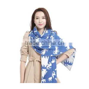 2 Color Choice Autumn and Winter Warm Animal Pattern Lady Knit Korean Scarf Hijab Scarf thumbnail-1