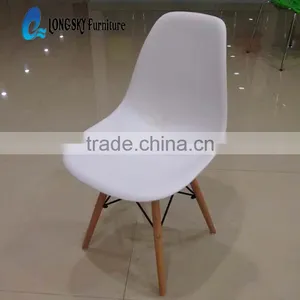 LS-4001 White Molded Eiffel Plastic Dining Chair With Wood Legs thumbnail-5