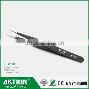High Temperature Resistance ESD Series Stainless Steel AKTION Tweezer ESD-10 thumbnail-1