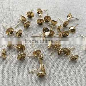 8mm Stainless Steel DIY Stud Earrings Accessories Jewelry Making Findings Crossed Bowl-Shape Post Finding for Pearls Ball Bead thumbnail-1