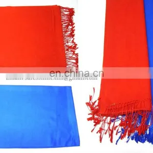 Indian Plain Silk Pashmina Wool Shawls thumbnail-1