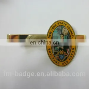 Custom Printed Image Design Oval Tie Clip, Brass Stamp Gold Plating Custom Printing Image ,New York Council thumbnail-1