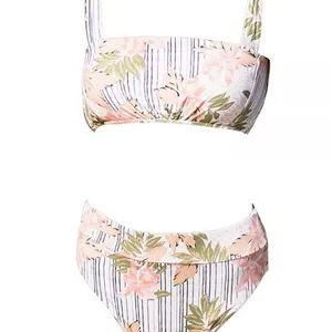 Two Pieces Sexy Girl Flower Print Breathable High Waist Bikinis Woman Swimwear 2020 thumbnail-4