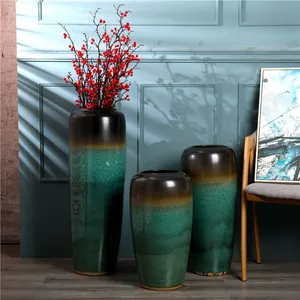 Chinese Countryside Hand Made Jingdezhen Large Green Ceramic Vase For Shopping Mall thumbnail-4