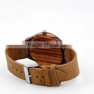 Hot Sale Cheap Wooden Watch Leather Strap Watch Mens Watches Natural Wooden Wrist Watch for Men or Women thumbnail-6