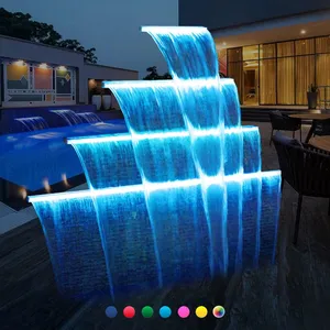 Best Selling Indoor/Outdoor Acrylic Garden Wall Water Curtain Sheer Descent Pool Waterfall LED Lights Top Selling Pool Lights thumbnail-1
